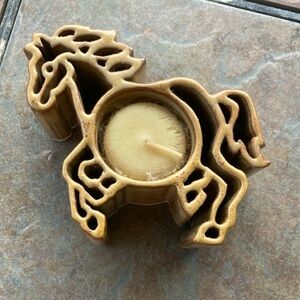 Pottery Horse-Shaped Candle Holder Accent